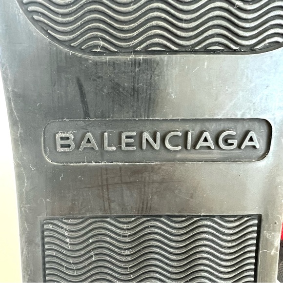 BALENCIAGA Arena Pavot Red Suede Black Trim High Top Lace Up Sneakers Sz 39 - Picture 9 of 16